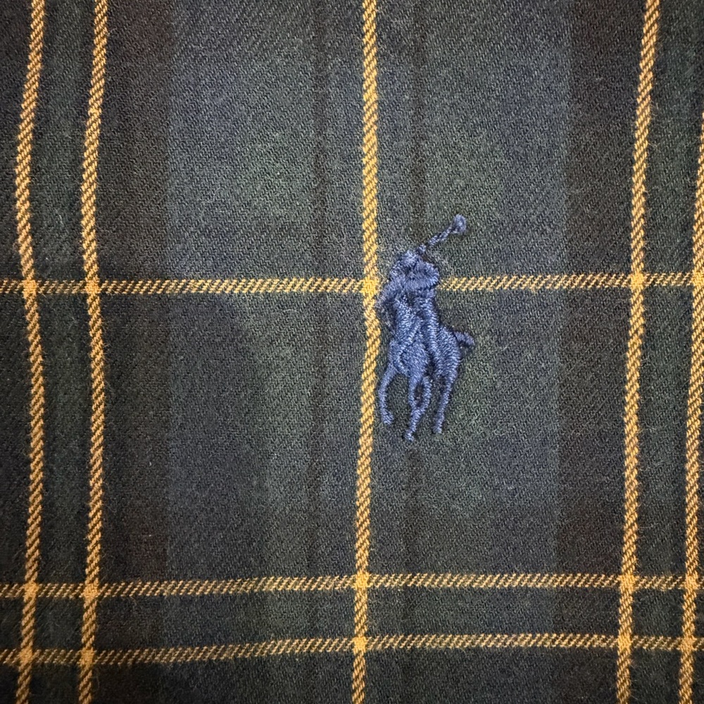 Ralph Lauren Polo Green Tartan Plaid Button Down Shirt Large Preppy